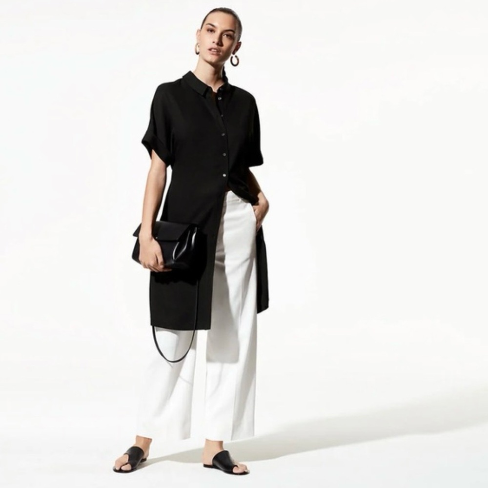 Black Button-Up Tunic Shirt